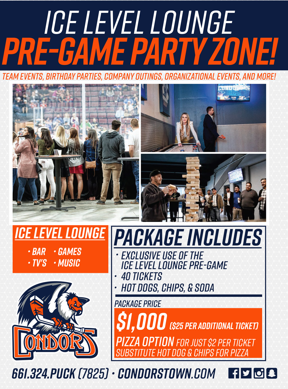 Ice Level Lounge Pregame Party Zone Bakersfieldcondors Com