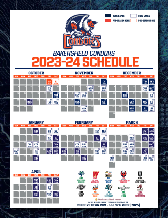 2023-24 Printable Schedule – BakersfieldCondors.com